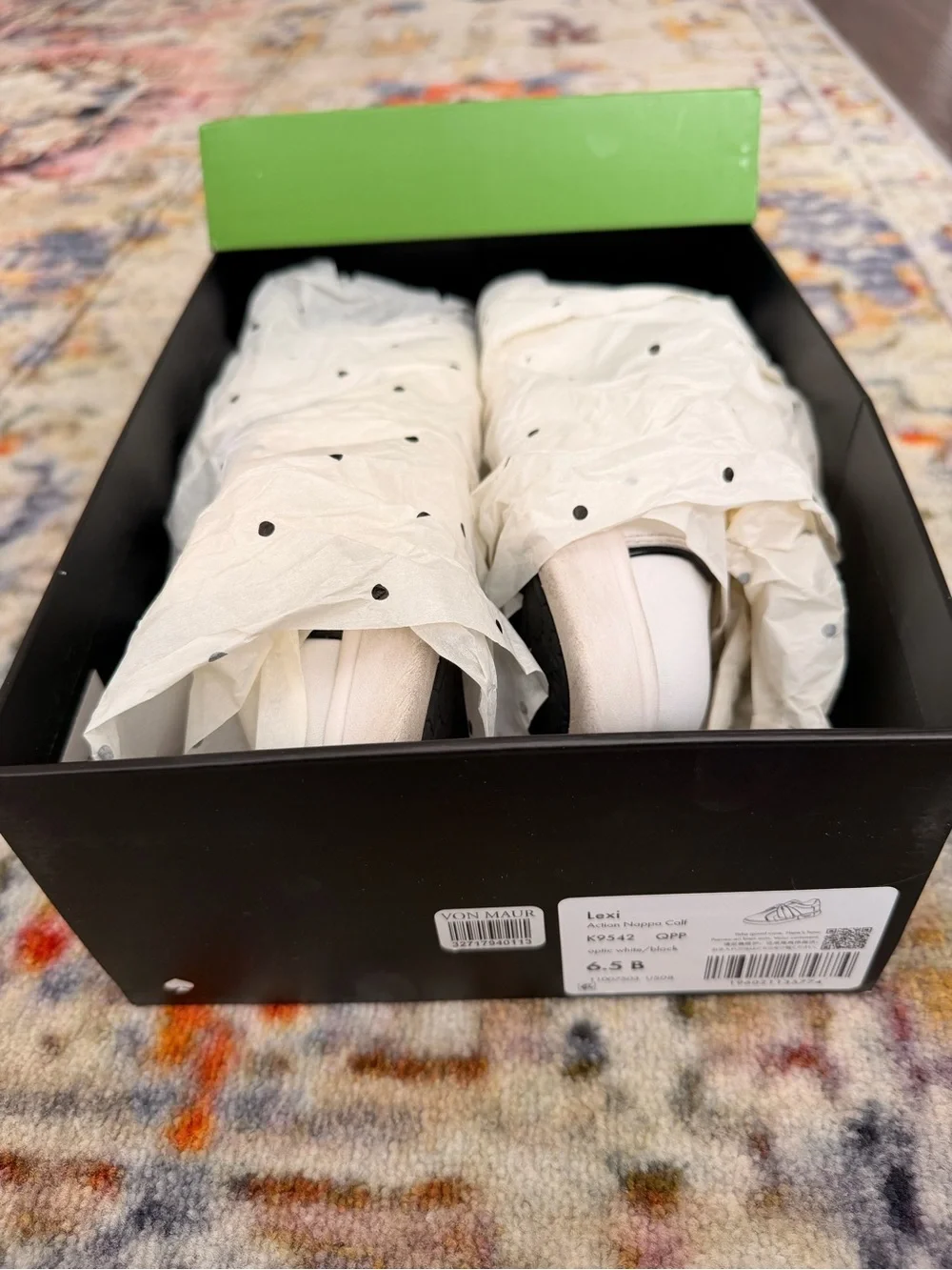 kate spade White Leather Slip-On Sneakers with Black & Gray Bow Trim